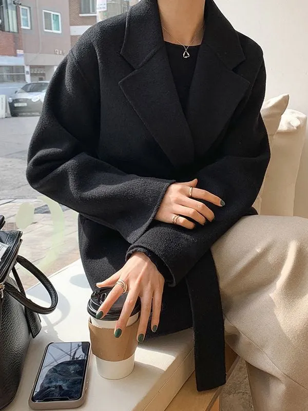 Women Wool Coat, Double-Sided Cashmere Coat Women's Wool Coat