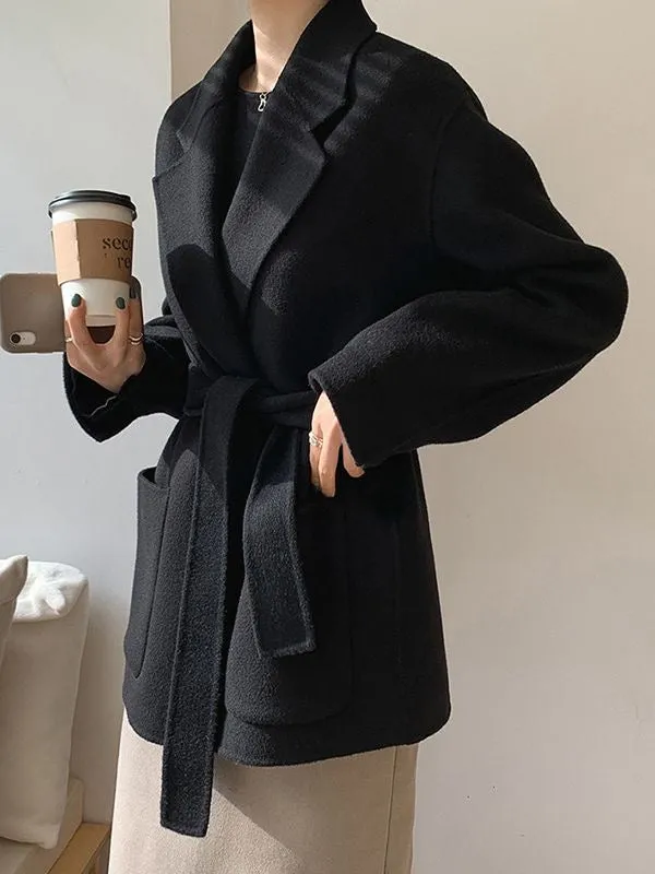 Women Wool Coat, Double-Sided Cashmere Coat Women's Wool Coat