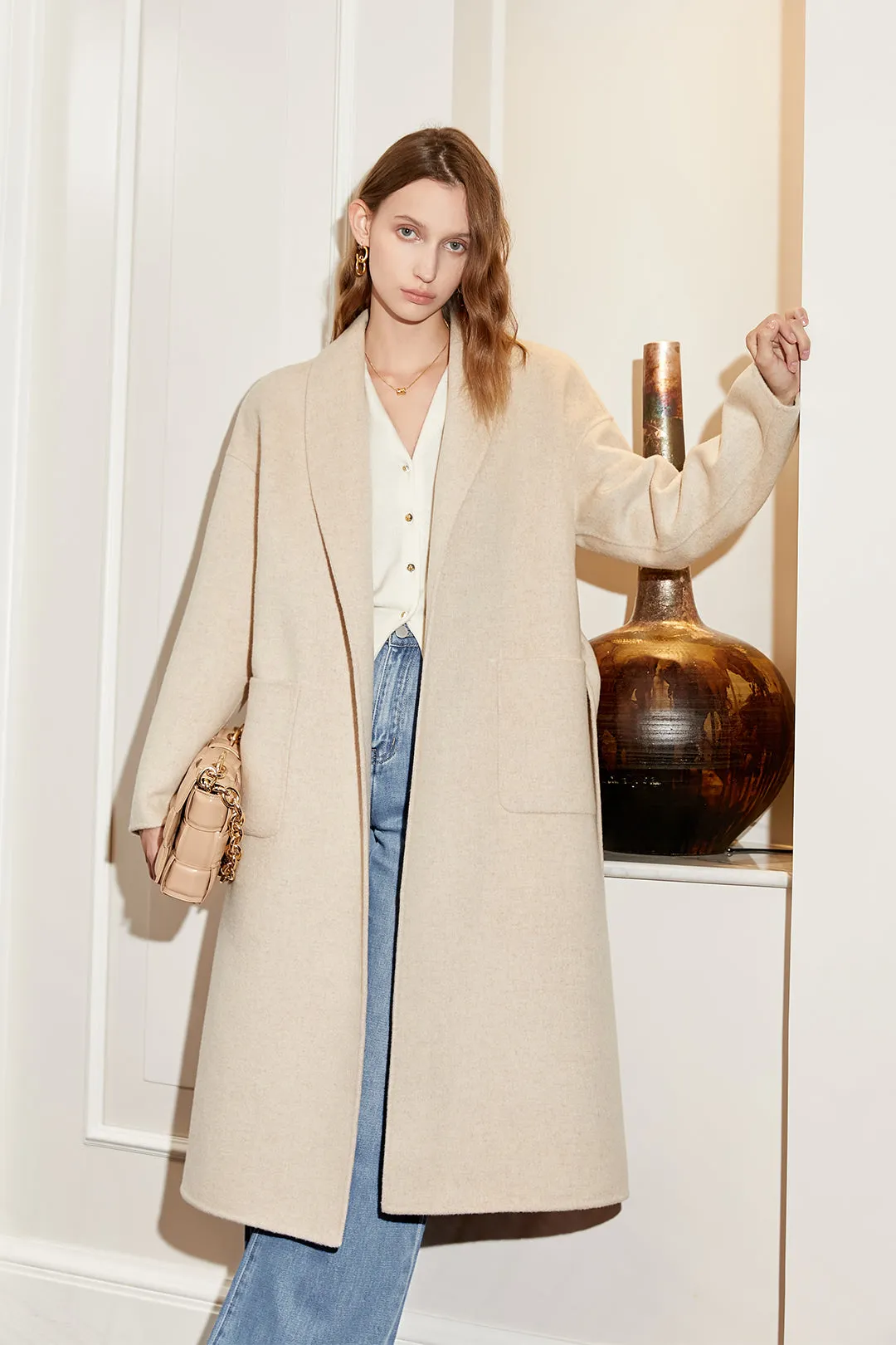 Wool slim coat | Vintage lazy woolen coat | Street style woolen coat